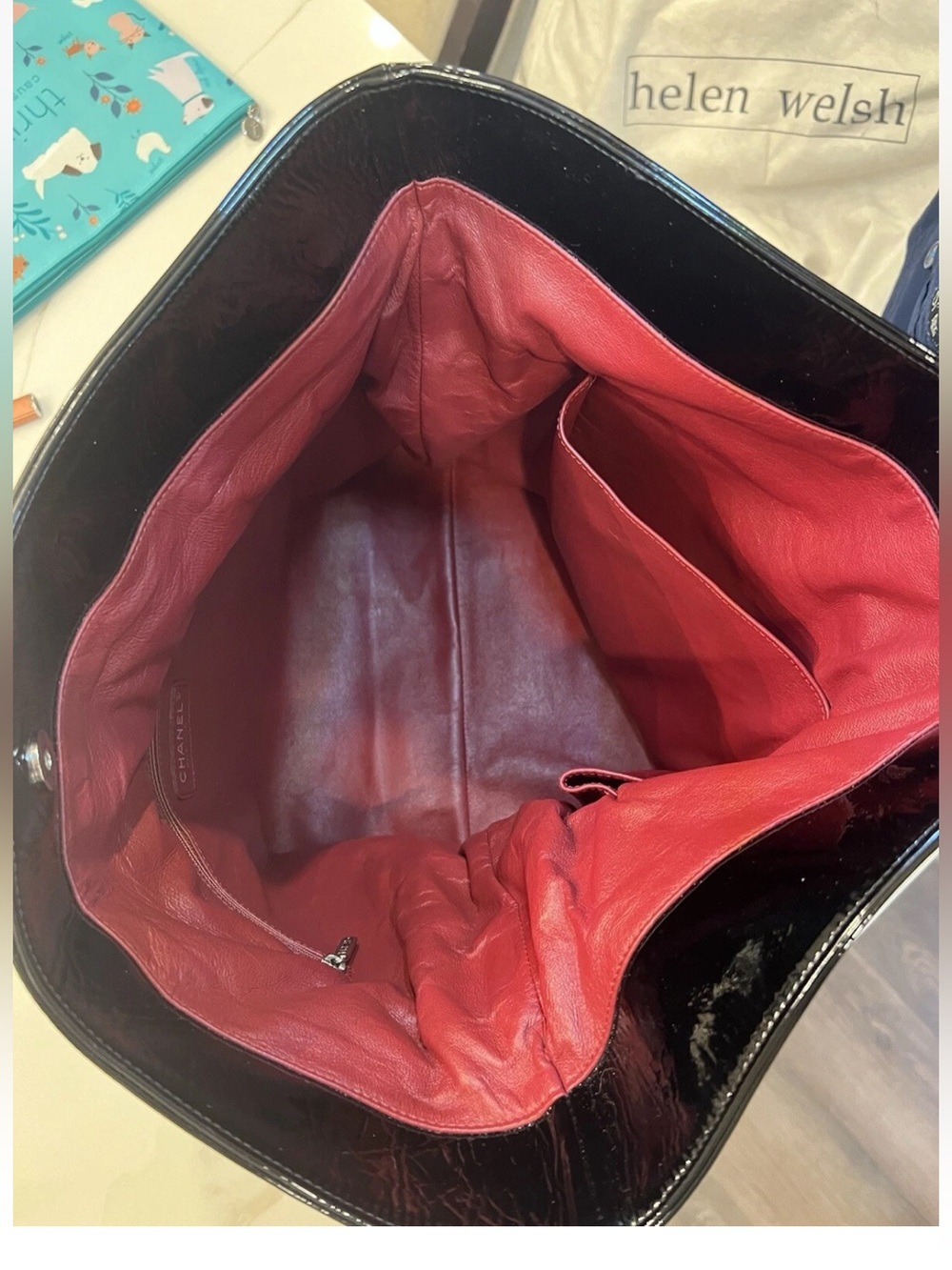 CHANEL Black Patent Leather Tote Bag - Picture 6 of 12